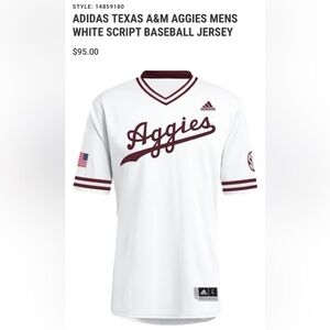 Adidas White and Maroon Aggies Jersey